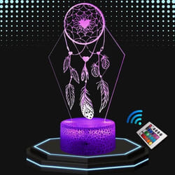 Lampe de chevet 3D LED attrape reves - Veilleuse changement de couleurs – Lampe tactile bureau et chambre enfant - ambiance