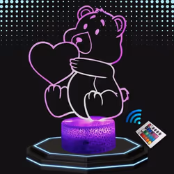Lampe de chevet - Ourson - 3D LED - Veilleuse tactile - Multicolore - Décoration enfant