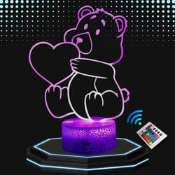 Lampe de chevet - Ourson - 3D LED - Veilleuse tactile - Multicolore - Décoration enfant