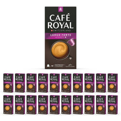 200 Capsules de Café en Aluminium Compatibles NESPRESSO® À USAGE DOMESTIQUE - LUNGO FORTE - Dosettes by Café Royal®