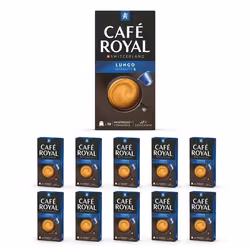100 Capsules de Café en Aluminium Compatibles NESPRESSO® À USAGE DOMESTIQUE - LUNGO - Dosettes by Café Royal®