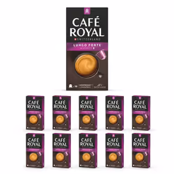 100 Capsules de Café en Aluminium Compatibles NESPRESSO® À USAGE DOMESTIQUE - LUNGO FORTE - Dosettes by Café Royal®