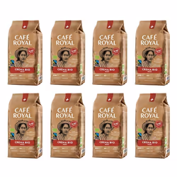 8 x 500 GR - Café Royal Peru Crema Bio - Café Torréfié en Grains 100% Arabica - Intensité 3/5 - Certifiés Fairtrade