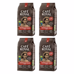 4 x 500 GR - Café Royal Peru Espresso Bio - Café Torréfié en Grains 100% Arabica - Intensité 4/5 - Certifié Fairtrade