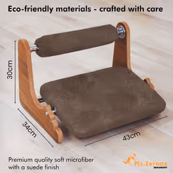 Mszerone® Repose-pieds Ergonomique Bois -Support Cheville en Suédine Douce-Base à Bascule -Antidérapant-Confort Télétravail &