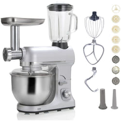 Robot multifonctions 5l 1000w silver avec hachoir et blender 1,5l en verre Robby robimix silver
