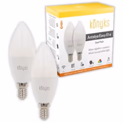 2 Ampoules LED connectées Wi-Fi + BT LED E14 Couleurs + blanc réglable 5W - Konyks Antalya E14 Max Easy Dual Pack