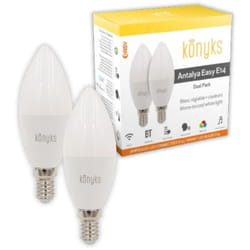 2 Ampoules LED connectées Wi-Fi + BT LED E14 Couleurs + blanc réglable 5W - Konyks Antalya E14 Max Easy Dual Pack