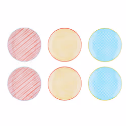 Björn BJ-LPC1, Assiette de dîner, Rond, Porcelaine, Bleu, Rouge, Jaune, 26 cm, 260 mm