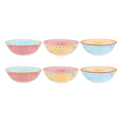 Björn BJ-PPC1 bol Ensemble de bols 1,2 L Rond Porcelaine Bleu, Rouge, Jaune 6 pièce(s)