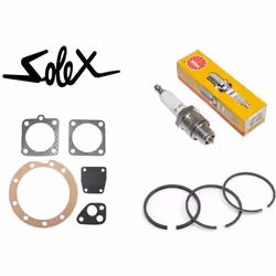 KIT SOLEX 2200 3800 5000 MICRON : JOINT + MEMBRANE + BOUGIE NGK B4H + SEGMENT PISTON VELOSOLEX CYCLOMOTEUR VINTAGE ANCIEN POM ...