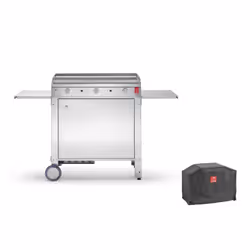 PLA.NET CHEF 80 Lisse + Housse + Char. fermé, 8400 W, Grill, Gaz, Piezo, Chariot, Plaque