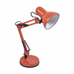 La lampe de bureau articulée de couleur rouge en métal possède un interrupteur sur le câble. Elle est fournie avec son alimen ...