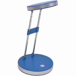 Cette lampe de bureau télescopique de couleur bleue possède un interrupteur discret sur son socle. La lampe de bureau fonctio ...