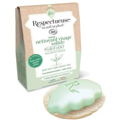 Respectueuse Mon Nettoyant Visage Solide Purifiant 35 g + 1 Porte-Savon Végétal Offert