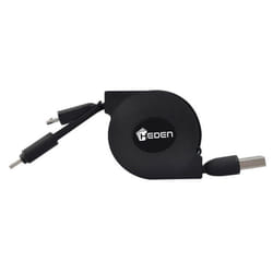 Câble de rechargement rétractable 2 en 1 - Heden - 1 mètre - Micro USB - Lightning - Noir