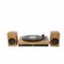 Platine vinyle - HALTERREGO - AV 2 HP extérieurs - RMS 2*5W - RCA OUT - BT IN - Finition laquée noire/bois