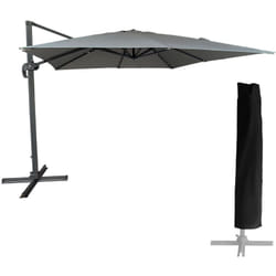 HAPPY GARDEN - Parasol déporté MOLOKAI carré 3x3m gris + housse