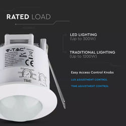 V-tac - Détecteur de mouvement pour plafond 5090 encastré 360 ° blanc IP20 A458702