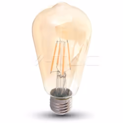 Ampoule LED à filament E27 6W verre ambré Blanc très chaud 2200K V-TAC - 290 Cette AMPOULE LED V-TAC E27 6W permet un remplac ...