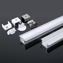 Profilé aluminium argenté pour bande LED encastrée (L max : 12,5mm) Couverture satinée 2000 x 24,5 x 12,2mm