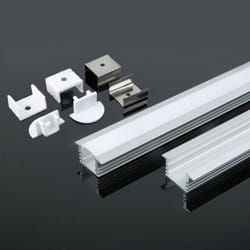 Profilé aluminium argenté pour bande led encastrée (l max : 12,5mm) Couverture satinée 2000 x 24,5 x 12,2mm