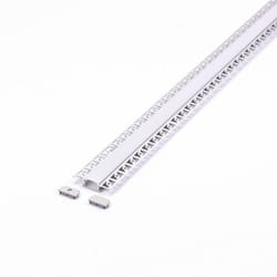 Profil aluminium argenté pour double bande LED encastrée pour plaque de plâtre (L max : 20,7mm) Couverture satinée 2000 x 61,5mm