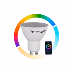 Spot LED GU10 Connecté 4,5W 110° RGB + Variable 3000-6000K Compatible Google Assistant / Alexa V-TAC SMART VT-5164 - RGB + Va ...