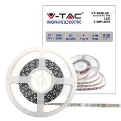V-tac - Bande led SMD5050 7W/m 5m 60 LED/m 24V rgb IP20 10mm