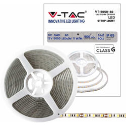 V-tac - Bande led SMD5050 11W/m 5m 60 LED/m 12V 6500K IP65 10mm