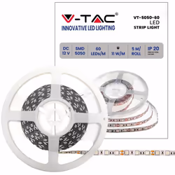 Bande LED flexible SMD5050 en caoutchouc avec support adhésif double face 3M haute résistance. La bande mesure 5 mètres et se ...