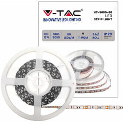 Ruban led 12V 5m 11W/m IP20 Hors Transfo V-tac VT-5050-60 - 120 ° - Jaune
