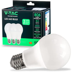 Ampoule led E27 8,5W A60 3000K (Boîte 3 pièces) - V-tac