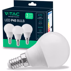 V-TAC Lampadine Ampoule LED E14 4,5W P45 2700K (Boîte 3 pièces)