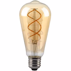 Ampoule LED 4,8W à filament, effet vintage/industriel, cache couleur ambre (capot ambre) E27 ST64 lumière blanc chaud 1800K M ...