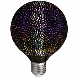 Lampe LED V-TAC 4W E27 300° 40LM lumière blanche chaude 3000K. Forme de globe "G125" en verre effet chrome miroir avec une te ...