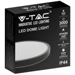 V-tac - VT-8630B-RD 30W IP44 plafonnier led rond noir 360° design moderne 6500K - sku 7641