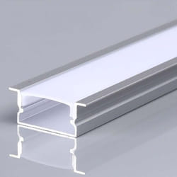 Profilé aluminium argenté pour bande led encastrée (l max : 12.4mm) Couverture satinée 2000x20x10mm