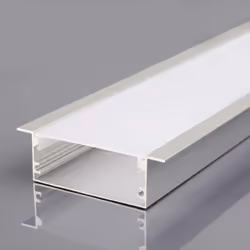 Profilé aluminium argenté pour bande LED encastrée (L max : 12,4mm) Couverture satinée 2000x50x20mm