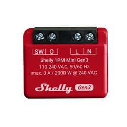 Shelly 1PM Mini Gen3 commutateur électrique Commutateur intelligent 1P Rouge