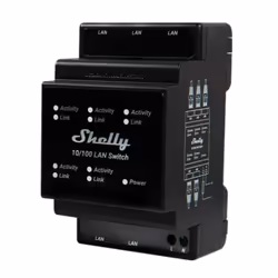 Shelly LAN Switch, Commutateur intelligent, Plastique, Noir, rail DIN, LED, 110 - 240 V