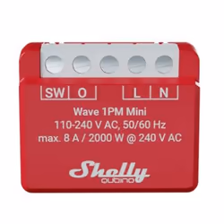 Shelly Qubino Wave 1PM Mini, Commutateur intelligent, Sans fil, Plastique, Mat, 25 dBmW, 868,4 MHz