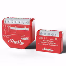 Shelly Qubino Wave 1PM Mini Commutateur intelligent Rouge - Vue supplémentaire 5