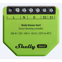 Shelly Dimmer Gen3 Intégré Variateur Noir, Citron vert