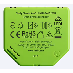 Shelly Dimmer Gen3 Intégré Variateur Noir, Citron vert