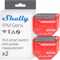 SHELLY 1PM GEN4 INTERRUPTEUR À RELAIS INTELLIGENT ALIMENTÉ PAR WI-FI, 1 CANAL, 16 A, MESURE DE PUISSANCE, DOMOTIQUE, PAS DE H ...