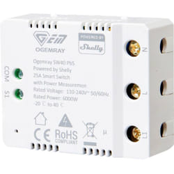 Shelly Ogemray smarter Relaisschalter 25 A Actionneur de mesure de commutateur Bluetooth, Wi-Fi