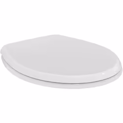 Siège de toilette pour WC standard avec charnières en inox normales blanches. Siège et couvercle en UREA 131.5 Duroplast. Cha ...