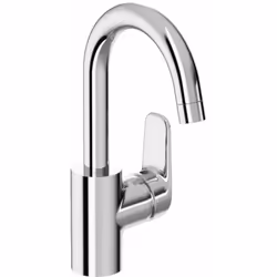 Mitigeur de lavabo avec bec pivotant, finition chromée levier de commande métallique longueur du bec 146 mm zone de confort 1 ...