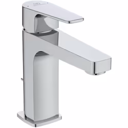 Mitigeur de lavabo à levier avec garniture de vidage sur plage levier métallique avec marquage de l’eau chaude et de l’eau fr ...